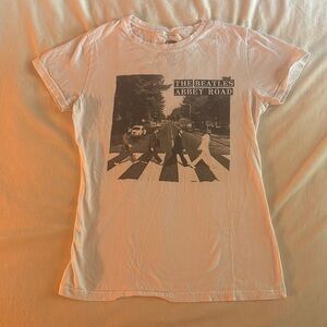 Vintage “The Beatles” Retro Classic White Baby Tee Size medium 100% Cotton